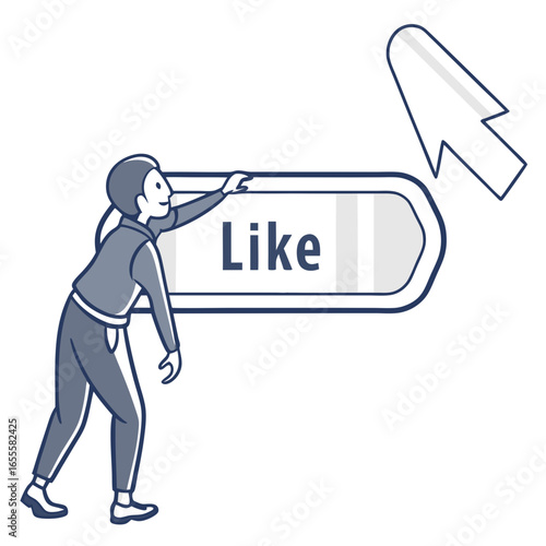 Person reaching to press the like button on a digital interface with a cursor hovering nearby