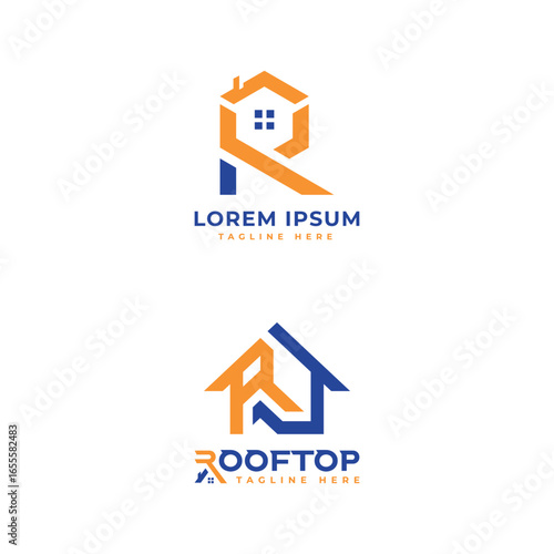 Rooftop logo home house property letter R logo real estate business creative concept