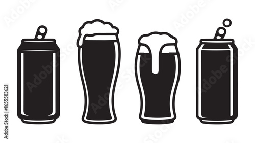 Creative beer illustration with vibrant colors and classic typography, vector illustration of a bottle of beer, mug of beer