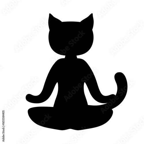 Black cat in yoga pose silhouette