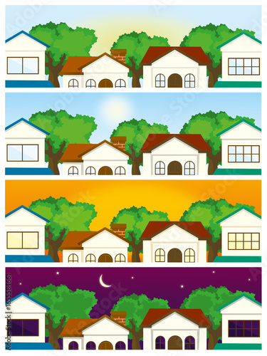 illustration  four time of the day. morning afternoon evening and night background vector
