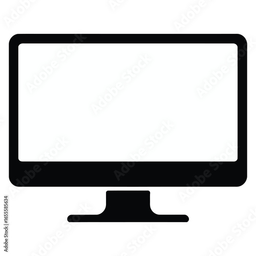 Black and white monitor screen for desktop computer display with empty white space to add your own text or images