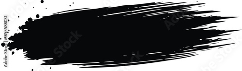 Bold Gestural Black Brush Stroke on White Vector Silhouette