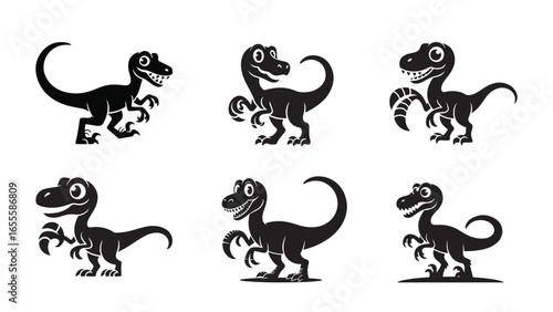 Vibrant dinosaur illustration with multiple color options