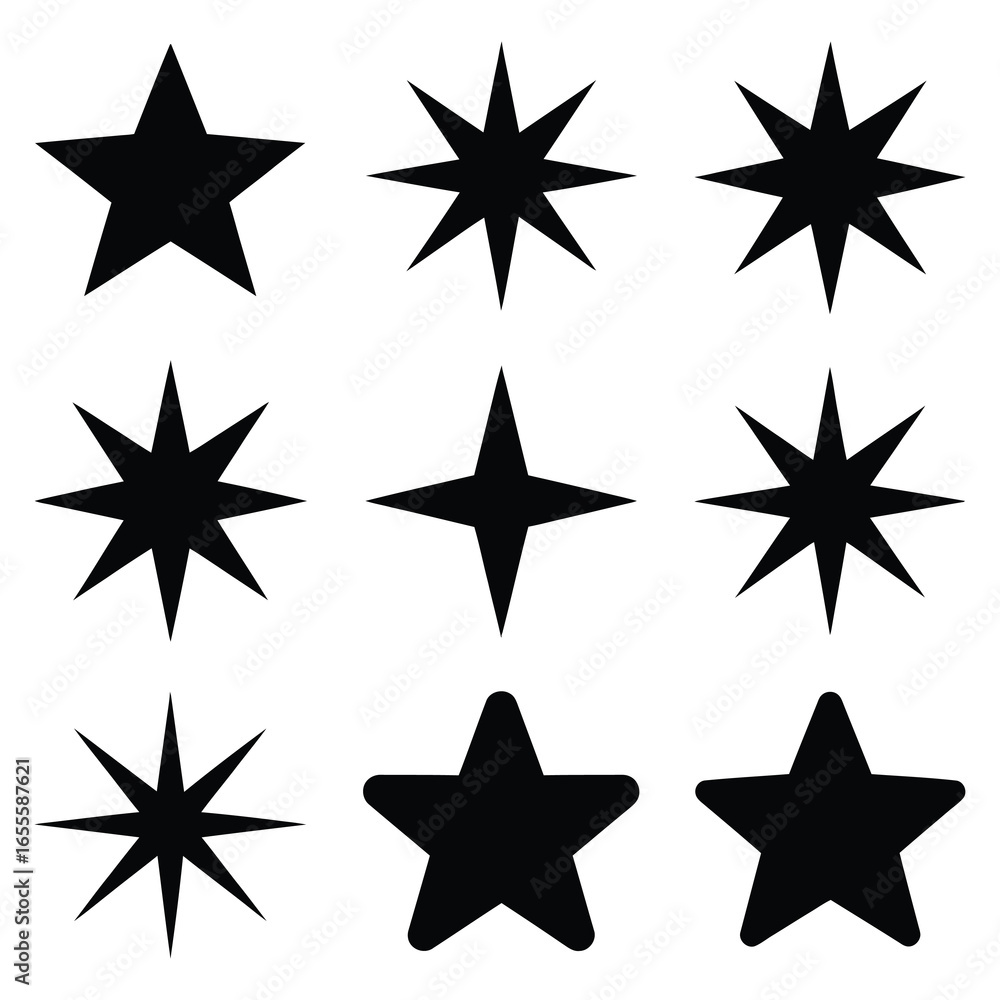 Collection of Star Icons with Different Points Isolated on White Background Symbolizing Achievement and Excellence for Graphic Design Projects Collection of Star Icons with Different Points Isolated on White Background Symbolizing Achievement and Excellence for Graphic Design Projects