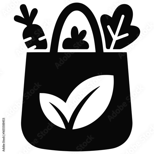 Eco friendly grocery bag with fresh produce including carrots and lettuce promoting a healthy lifestyle and sustainable living choices