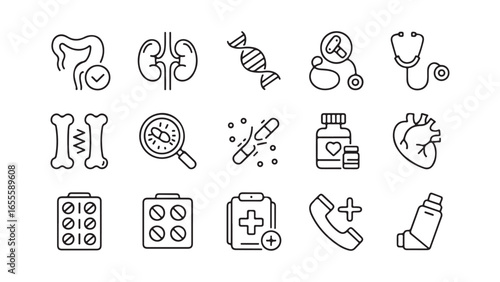 Comprehensive medical and healthcare icon set for professional design projects