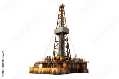 Oil drilling rig tower used in extraction  
