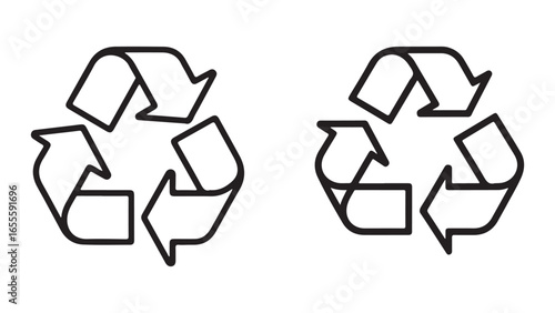 Modern recycle symbol with vibrant line art accents