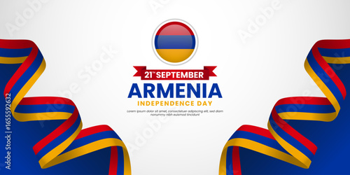 Armenia independence day banner background 21 september design element with waving ribbon flag