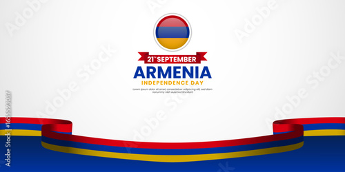 Armenia independence day banner background 21 september design element with waving ribbon flag