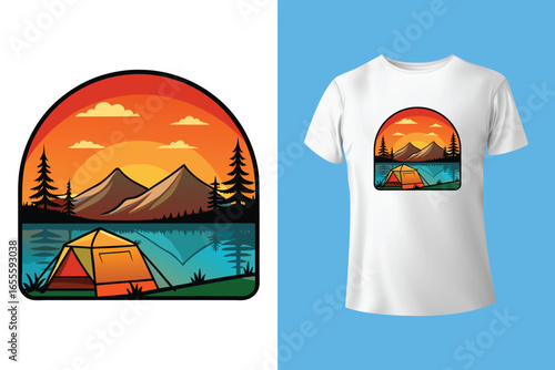 camping illustration desert graphic cactus design landscape badge adventure vintage outdoor