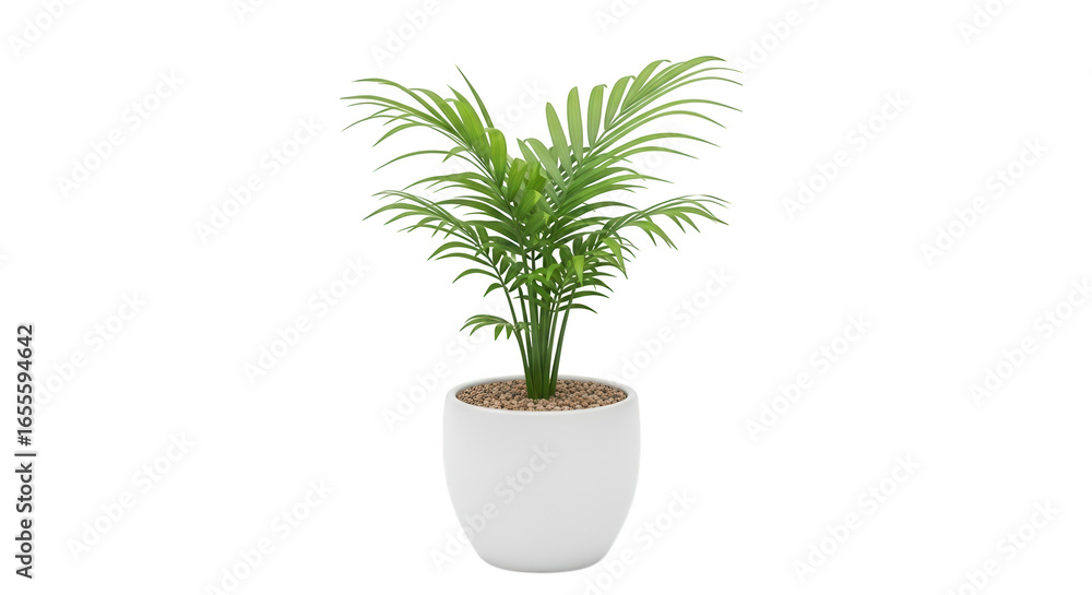 Parlor palm plant in white pot isolated on transparent background Parlor palm plant in white pot isolated on transparent background