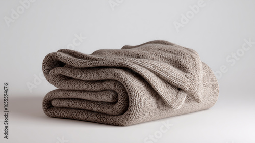 Folded knitted blanket neutral tone