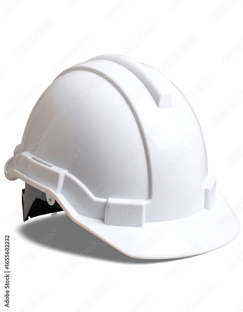 Fototapeta premium White hard hat, angled view, clean background