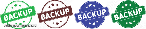 Backup stamps vector set data safety and digital security