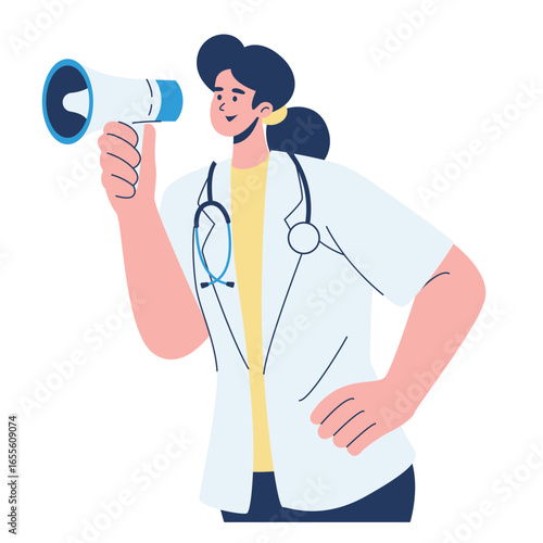 Illustration of an Doctor and Nurse Announcement Healthcare