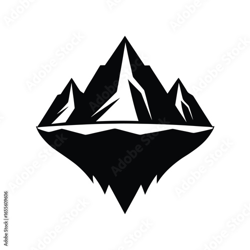 Steep Cliff Mountain Vector Silhouette 