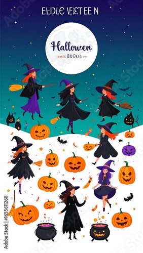 Halloween witches and pumpkins (1)