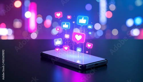 Wallpaper Mural Smartphone with glowing social media icons Torontodigital.ca