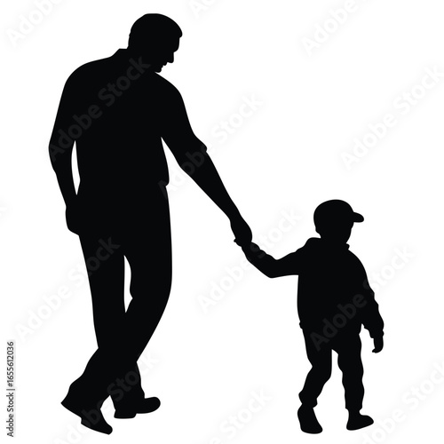 Father and Son Silhouette Illustration in Black