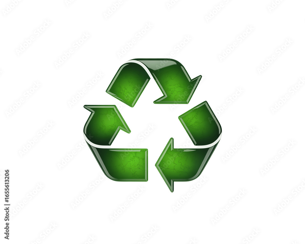 Fototapeta premium 3d icon of green recycling symbol isolated on transparent background