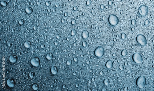 Wallpaper Mural Close-up of numerous water droplets on a light blue surface Torontodigital.ca