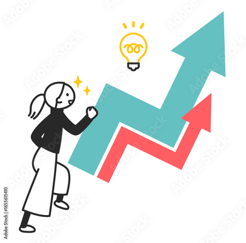 努力と挫折を乗り越える女性のイラスト