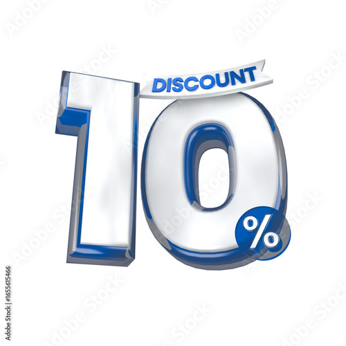 3d sales blue and white discount price tag for composition 10 percent, amazing for product promotion