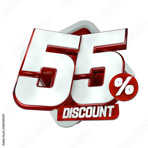 3d sales red and white discount price tag for composition 55 percent, amazing for product promotion