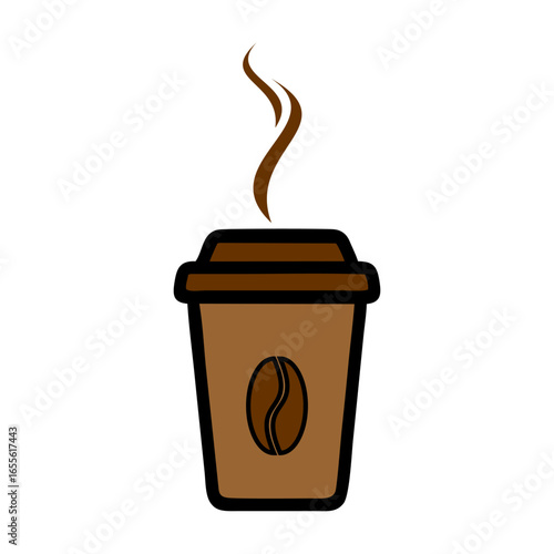 Coffee togo cup with a straw and coffee bean icon