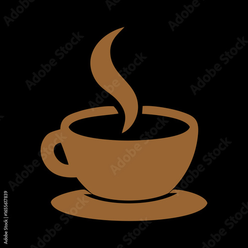 Steaming Coffee Cup Icon A Warm Beverage in a Brown Mug with Creamy 
