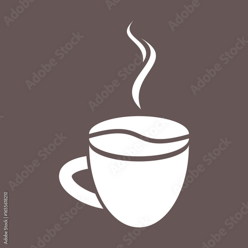 Steaming Coffee Cup Icon A Warm Beverage in a Brown Mug with Creamy 