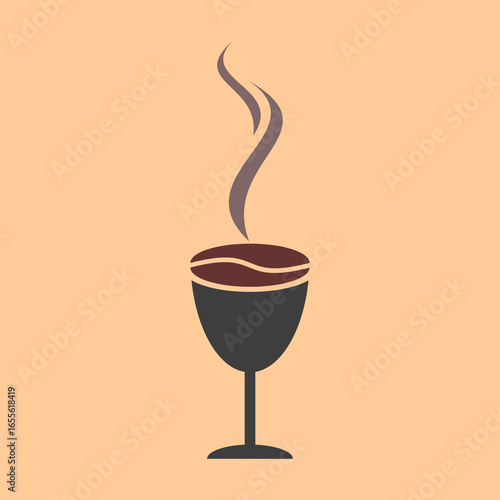 Steaming Coffee Cup Icon A Warm Beverage in a Brown Mug with Creamy 