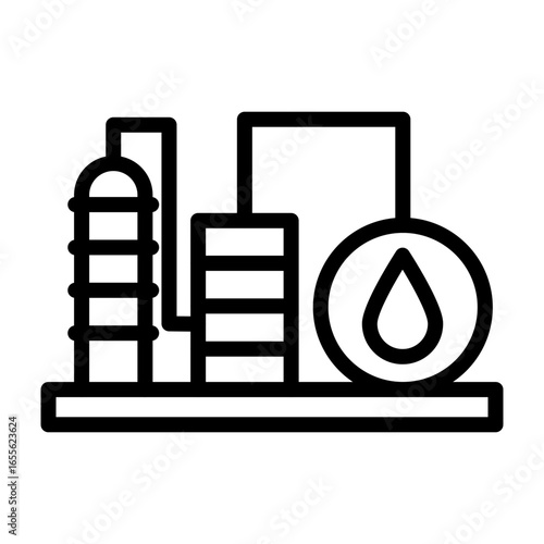 Oil Refinery Vector Line Icon Design