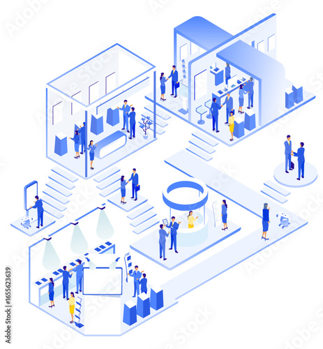未来型ビジネスコンプレックス アイソメトリックイラスト