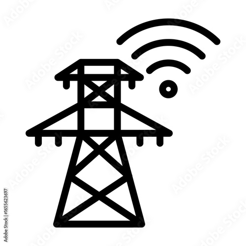 Smart Grid Vector Line Icon Design