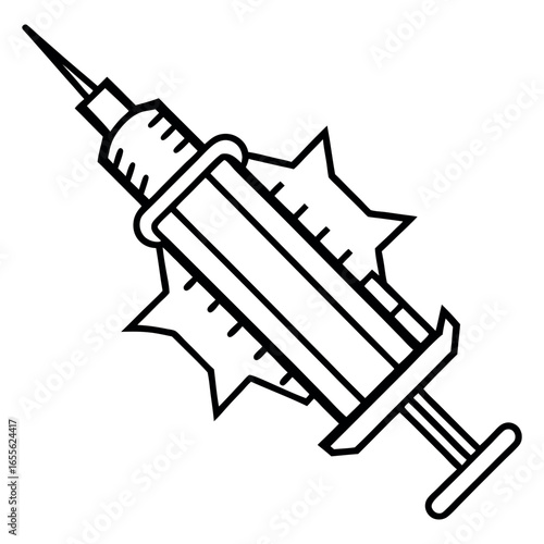 Syringe injection icon line art , medical syringe outline