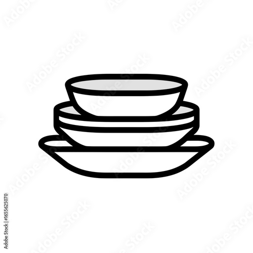 Stacked white bowls in minimalist style on a plain background  