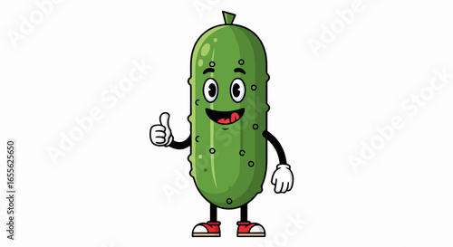 Happy Cartoon Pickle Giving Thumbs Up.