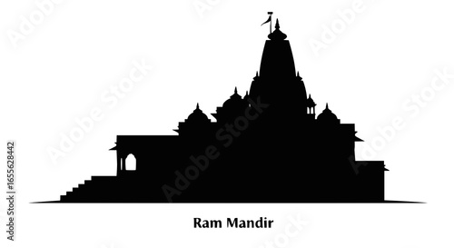 Ram Mandir Ayodhya Silhouette: A Vector Illustration