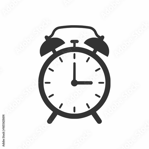 Classic Alarm Clock Icon: Simple Time Management Vector
