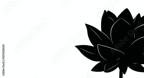 Elegant Lotus Blossom Silhouette: Minimalist Floral Vector Graphic