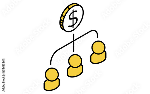 Fintech icon representing loan and fundraising with financial support and capital flow