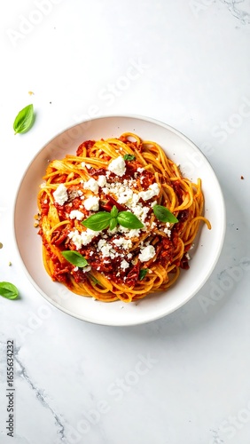 Pasta dish with tomato sauce