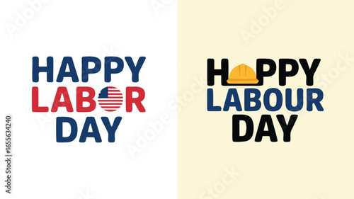 Happy Labor Day Labour Day with American Flag Hard Hat Elements