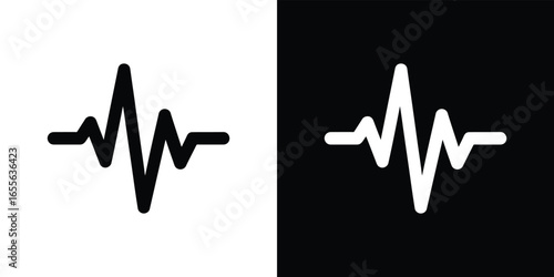 Inverted Black and White Oscilloscope Trace Signal Line on Square Background