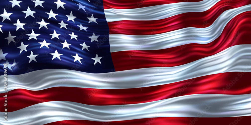 Obraz premium Waving American flag on a sunny day Generative AI