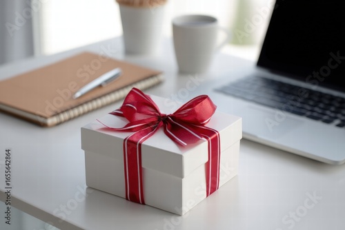 Elegant gift box with red ribbon and stylish packaging for special occasions celebrations birthdays holidays and premium gift presentations for retail and corporate markets