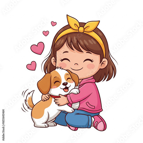 little girl and her dog